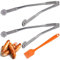 2 Stück Grillzange mit Rädchen, 30cm BBQ-Würstchen-Wendezange mit Silikonölpinsel und Lappen, Drehbar BBQ Küchenzange, BBQ Sausage Turning Tongs, Edelstahl Lange Grillzange für Partys/Gärten Grillen