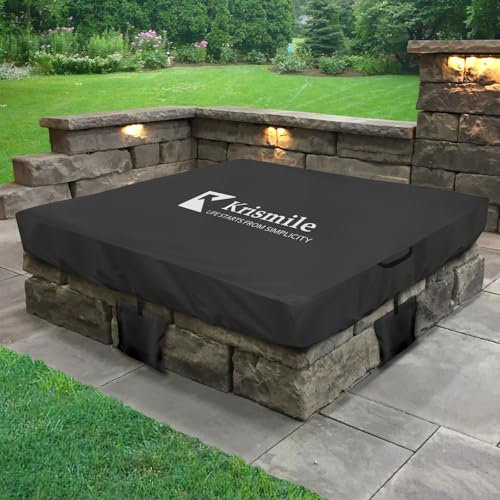 Krismile Eingebaute Feuerstelle für den Außenbereich, strapazierfähig, 600D, wasserdicht, groß, quadratisch, eingebaute Stein-Feuerstellenabdeckung. Für quadratische Stein-Feuerstelle mit einer Breite