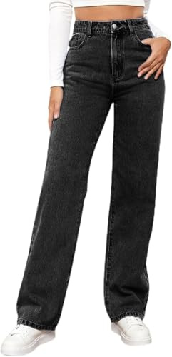 MANGGUO Jeans Femeninos de Cintura Alta, Jeans Holgados, piernas Anchas Delgadas y Todos los Pantalones Pantalones, Pantalones Vaqueros clásicos elásticos de otoño e Invierno