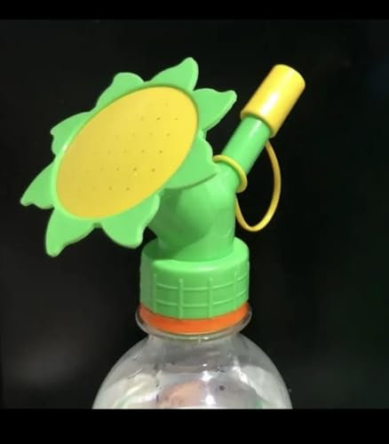 Boquilla de plástico reutilizable 2 en 1 para agua de flores, botella de riego, aspersor, suministros de jardín, herramientas (2 piezas, verde)