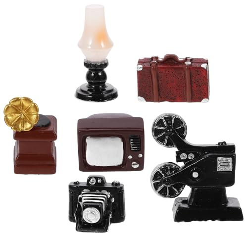 JOINPAYA 1 Set Decorative Ornaments Doll House Table Lamps Miniature Radio Model Doll Retro Furniture Dollhouse Furniture Photo Prop Mini Simulation Television Dollhouse Record Player Resin