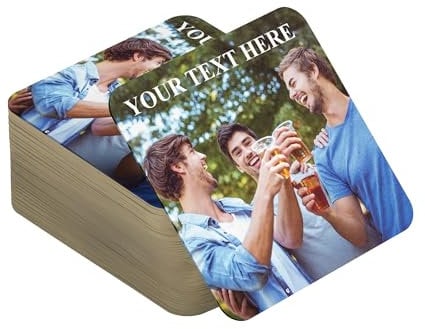 Personalised Photo Beer Coasters and Mats For Drinks Custom Home Bar Accessories (Set of 48)