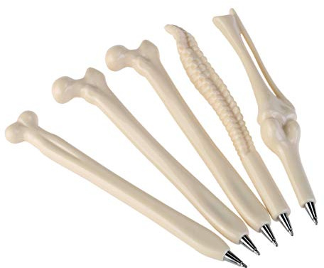 Operitacx 10 Stück Kugelschreiber in Knochenform, 0,7mm Schwarze Tinte, Lustige Knochenstifte für Krankenschwester und Arzt Geschenke, Kreatives Praxis-Zubehör, Beige
