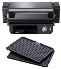 Braun MultiGrill 5 CG5033IGY, 3in1 Grillpositionen (Kontaktgrill, BBQ, Ofen), 230°, abnehmbarer Fettauffangbehälter, spülmaschinenfeste Platten (2), 2000W, Schwarz