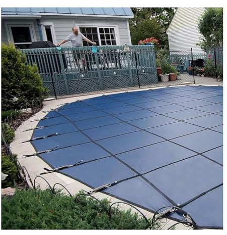 Rygcrud Terrasse Extérieure Piscines Creusées Couvertures Rondes, Sécurité des Piscines Grille De Protection avec Ancrages, Dimensions sur Mesure(Dia 7.9m/6.7)