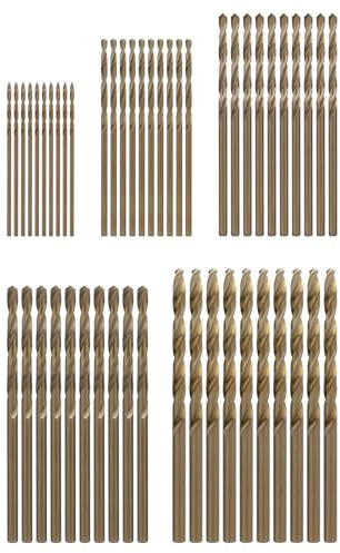 FyMosem 50Pcs HSS CO Mini Twist Bits, M35 Cobalt Twist Drill Bit Set 1-3mm | High Speed Steel Cobalt Micro Drill Bits with Straight Shank, 135° Split Point for Precision Drilling Wood, Metal & Plastic