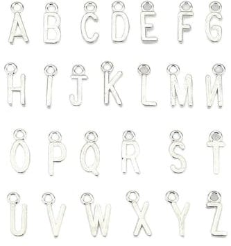 LolliBeads (TM 2 Sets of Antiqued Silver Plated Letter Charms Alphabetic Pendant Set (52 Pcs)
