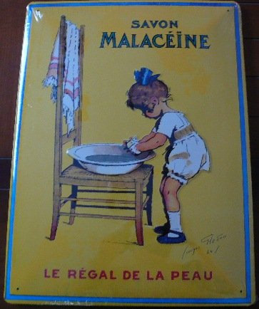 Savon Malaceine – 40 x 30 cm Platte Metall Werbung