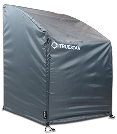 TRUESTAR Garden Stacking Chair Cover | Oxford + PU Coating| Rainproof Windproof Anti-UV | Patio Cover for Stackable Chairs Outdoor Furniture Protector (85 x 65 x 114cm, Grey)