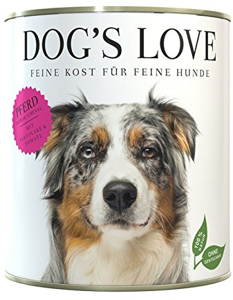 DOG'S LOVE Premium Hundefutter Nassfutter Pferd mit Pastinaken & Tomaten (6 x 800g)