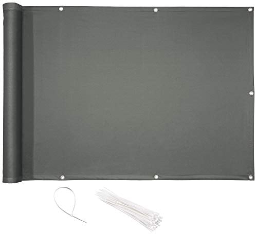 CelinaSun Brise-Vue Balcon 0,9 x 5 m PES Polyester Anthracite Brise-Vue pour Balcon paravent bâche Jardin Balcon œillets Serre-câbles imprégné
