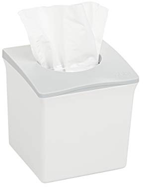 Ubbi Square Tissue Box Cover Holder, Cube Facial Tissue Dispenser for Bathroom Vanity Countertop, Bedroom or Office, White
