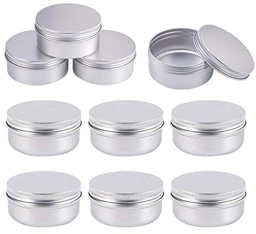 10 PCS 50ml Aluminum Tin Jars, Balm Containers Travel Jars with Screw Cap Lid for DIY Crafts, Cosmetics, Salve, Cream, Candle, Lip Balm Travel