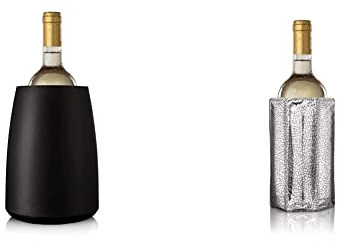 Vacu Vin Rapid Ice Elegant Wine Cooler - Black & Rapid Ice Wine Cooler - Silver, 7 1/2h (in)