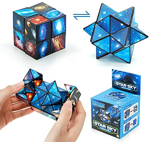 SHONCO Zauberwürfel-Set, 2 in 1 Zaubersternwürfel, 3D-Puzzle-Würfel, Infinity Cube, Transforming Cubes, Beliebtes Wissenschaftsspielzeug Magic Star Cubes für Kinder und Erwachsene