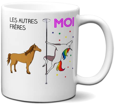 Tasse Mug Cadeau Frère Anniversaire Licorne Idée Originale Personnalisé Amusant Rigolo Humour