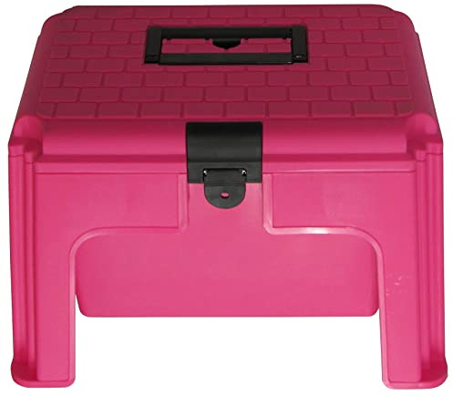 Large Tool Storage Box Pink (Plastic Step Stool Utility Case)