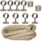 Handlaufseil Set 40mm - bestehend aus 2 Endkappen 8 Seilträger Edelstahl matt und 8m Nature Touch Handlaufseil naturfarben