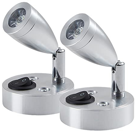 LCAUTFR Luci di Lettura a LED per Camper 3W 12V LED Lampada da Lettura Illuminazione Interna per Roulotte Barca Bianco Caldo 3000K con Interruttore Regolabile 2 Pezzi