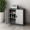 [en.casa] Aktenschrank Molise 90 x 40 x 90 cm Büroschrank mit 2 Türen Stahlschrank mit 2 höhenverstellbaren Einlegeböden Metallschrank abschließbar Stahl Dunkelgrau/Lichtgrau