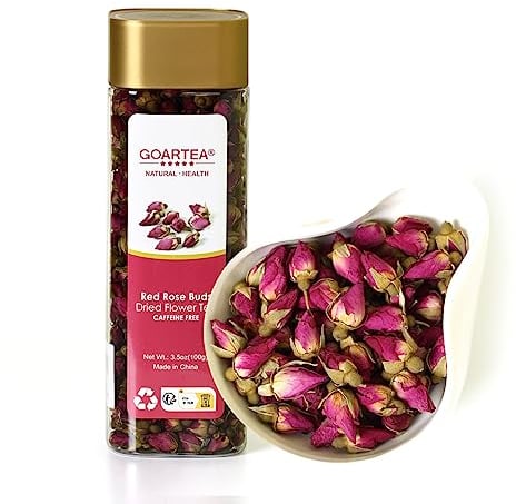 GOARTEA Rose Buds Herbal Tea 3.5oz / 100g Natural Dried Red Rose Tea - Edible Petal Flower Chinese Rosebud Tea Loose Leaf - Bottled