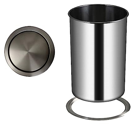 LYXXW Poubelle à Encastrer en INOX, Flap Trash Bin Flush, Balance Swing Flap Garbage, Poubelle pour Cuisine Salle De Bain Chambre à Coucher Bureau,Gris,9L