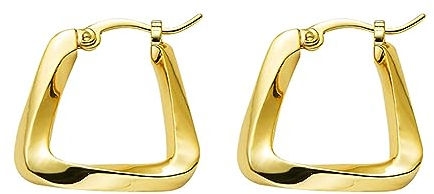 LILIE&WHITE Twisted Hoop Earrings for Women 14K Gold Plated Twisted Square Hoop Earrings Simple Big Chunky Hoop Earrings Minimalist Geometry Earrings Jewelry Gifts