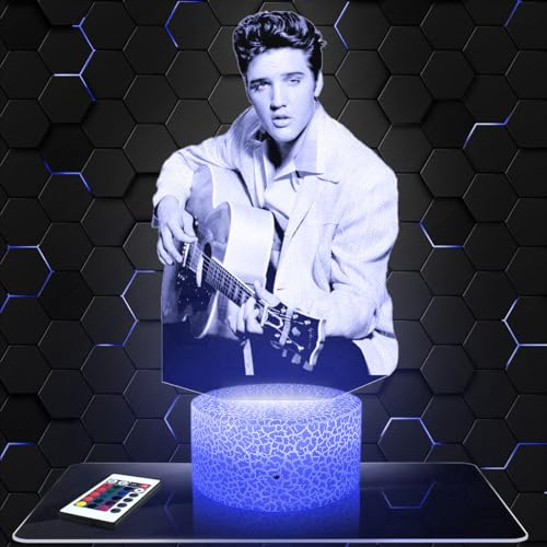 Nachttischlampe - Touch-Nachtlicht Elvis 3D-LED-Lampe Illusion, Geschenkidee Weihnachten Geburtstag Junge und Mädchen Nachttischlampe Kinder- oder Erwachsenenzimmer TOP