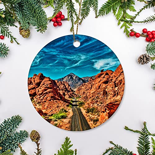 Weihnachtsbaumschmuck 7.3cm, Usa, Amerikanische Natur, Wüste, Sommer, Straße Weihnachtsanhänger Ideal Christbaumschmuck Anhänger Andenken Weihnachtsschmuck Für Hausdeko Geschenke Weihnachtsbaum