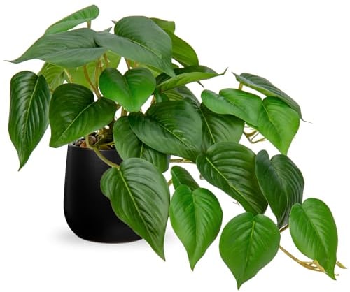 Hollyone Plantes artificielles dans un pot en céramique noire - Plantes artificielles en pot - Plantes artificielles comme de vraies plantes d'intérieur avec pots pour décoration de table, bureau,