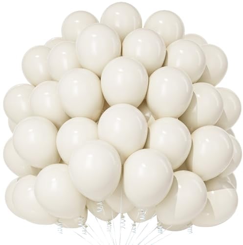 Teselife 100 Ballons Beige en Latex Mat 12 Pouces, pour Anniversaire Homme Femme, Baby Shower, Anniversaire, Mariage, Fiançailles, Diplôme, Décoration de Fête