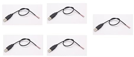5 PCS Pigtail USB 22 AWG,Cavo USB 2.0 a 2 fili,Cavo di Prolunga USB,0,3 m Cavo di Alimentazione 22AWG 5V 3A,2 pin Connettore aperto a filo nudo,Cavo USB Maschio