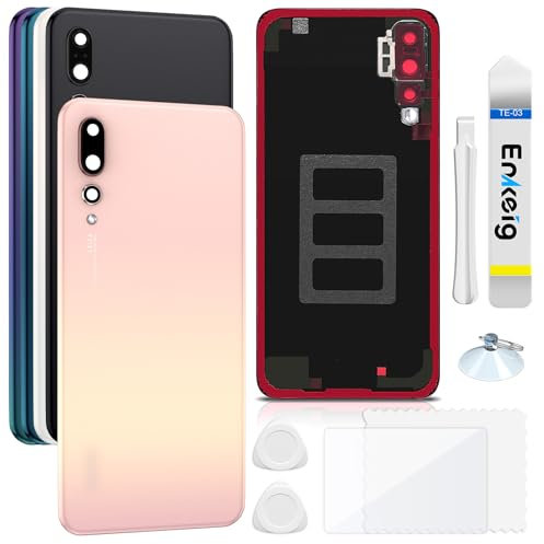 Enkeig Vitre arrière Remplacement pour Huawei P20 Pro Couvercle Batterie avec Kit Réparation (Rose)