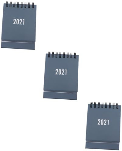 Lurrose 3 Stück 2021 Kalender 2021 tischkalender persönlicher kalender Faltbarer Kalender Schreibtischunterlagenkalender tragbarer Terminkalender Schreibtischnotizen fürs Büro Papier Grey