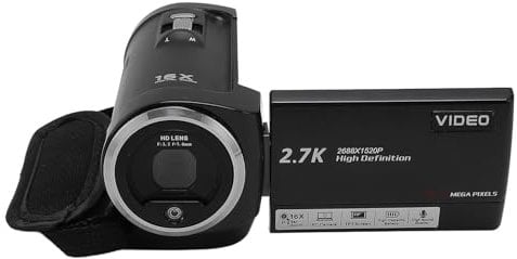 2.7K Video Camera Camcorder 50MP Digital Recorder with 16X Zoom & 2.8 Inch Rotatable Screen - Travel Friendly with USB & Tripod Mount (8GB)