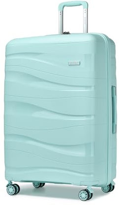 KONO Hartschalenkoffer Groß Leicht Koffer Trolley Reisekoffer mit 4 Rollen und TSA Schloss, 75x52x30cm, 100Liter, Zwillingsrollen Polypropylen Rollkoffer (M-Hellgrün, L)