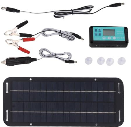 12V Solar Trickle Charger For Car Battery - Portable Solar Panel Maintainer | Waterproof, Suitable For Car, Boat, RV, Motorcycle, Marine Batteries Automotive Boat RV Motorcycle Marine Use Solar-powere
