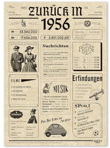 70. Geburtstag Mann Geschenk - Geburtstagskarte zum 70. Frauen Lustig | Geschenk Männer 70 Jahre - Geburtstagskarte 70 Jahre Mann - Geburtstagsdeko 70 Frau Geschenkideen - Zurück in 1956