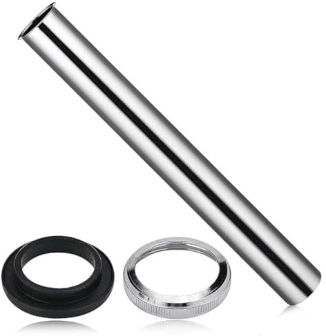 GXGM Tubo Di Prolunga Per Scarico Lungo 300 Mm,Sifone Lavabo Bagno, Scarico Lavandino Bagno, Tubo Di Prolunga Per Scarico Cromato Per Scarico Del Lavabo (Dado, Rondella Di Tenuta In Gomma)