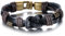 JewelryWe Schmuck Metalllegierung Legierung Leder Echtleder Armband Armreifen Seil Schwarz Gold Golden Geflochten Tribal Stammes Herren