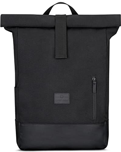 Johnny Urban Rolltop Rucksack Damen & Herren Schwarz - Adam Large - 16 Laptop Fach - Robustes Baumwoll Canvas - Wasserabweisend