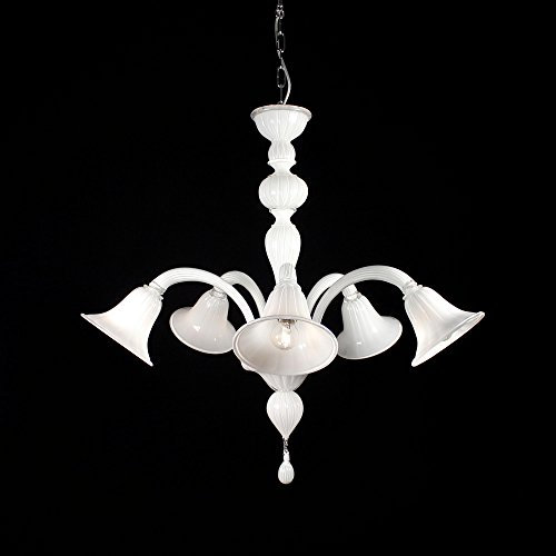 Napoli Lustre en verre de Murano 5 lumières blanc