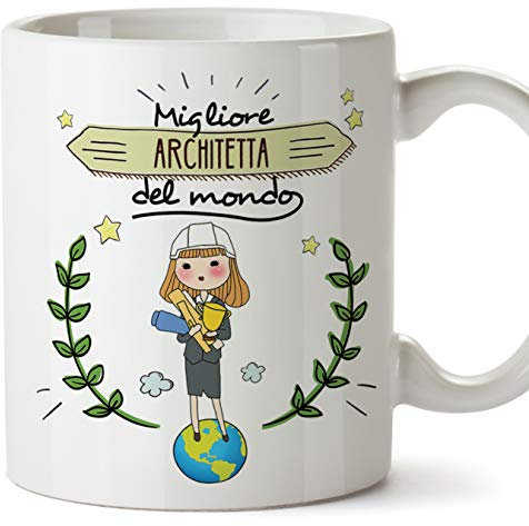 architetta Tazze Originali di caffè e Colazione da Regalare Lavoratori e Professionisti - Migliore architetta del Mondo - Ceramica 350 ml