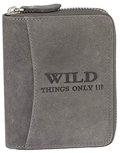 Ledershop24 Geschenkset - Bag Street Herren Geldbörse Leder Portemonnaie Geldbeutel mit Reißverschluss 5508 Farbe Grau