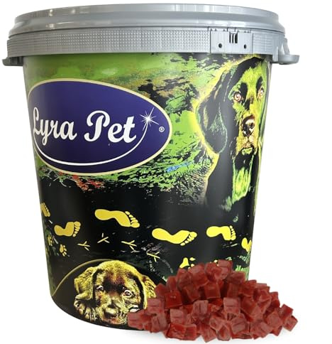 Lyra Pet® 5 kg Entenbrustwürfel in 30 L Tonne - Kausnack für Hunde | Leckerli für Hunde - Proteinreicher Kauartikel mit Ente - Idealer Belohnungs- und Trainingssnack - Gut verträglich
