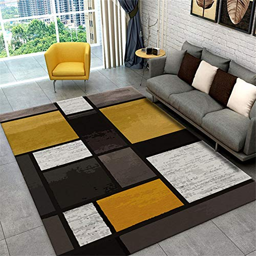 Balkon Teppich Outdoor gelb Salon gelbes Rechteck einfaches Muster weicher rutschfest Auslegware 140X200CM Teppichboden 4ft 7.1''X6ft 6.7''