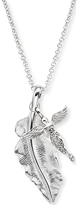 Engelsrufer 925 Silber Damen-Kette mit Anhänger Silberne Feder und Engel, ERN-FEDER-ANGEL-BIG