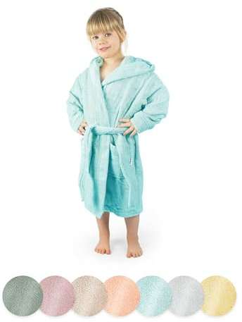 Ehrenkind® Bademantel Kinder mit Kapuze 100% Bio-Baumwolle | Kinderbademantel | Junge Mädchen | Größe 110/116 Poolblau