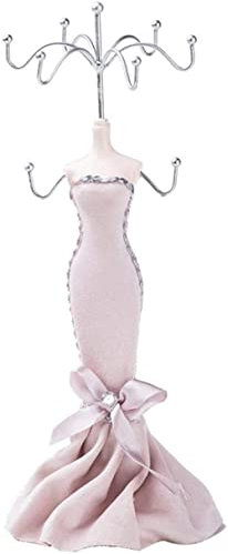 YWEC Présentoir à Bijoux Collier Porte-Boucle d'oreille Mannequin Porte-Bijoux Présentoir Robe de Princesse Collier Porte-Bijoux pour Femme et Fille Cadeaux, 28 * 8.5cm