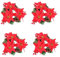 Teahutty 4 x Weihnachtskerzenringe, 9,9 cm, künstliche Weihnachtsstern-Blume mit Tannenzapfen, Weihnachtskranz, Kerzenhalter, Weihnachtskranz, Tischplatte, Weihnachtsstern, Tafelaufsatz für Zuhause